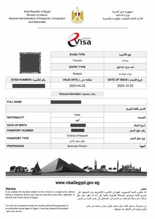 Formulaire e-Visa pour l'Égypte 18