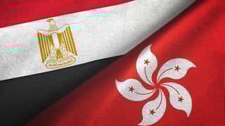 Egypt and Hong Kong flags together