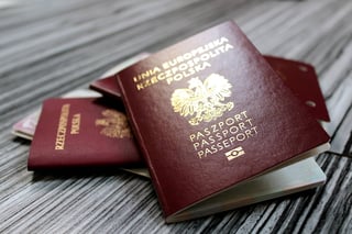 Europäische Pässe auf elegantem grauem Hintergrund