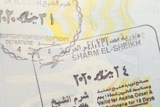 Passport Page With Egypt Visa Stamps Closeup