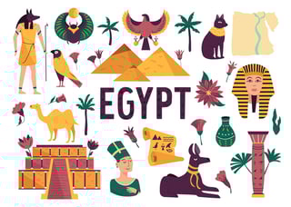 Set Of Symbols Landmarks Objects Of Ancient Egypt Vector Illustration