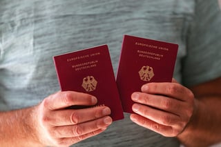 Two New German Passports In The Hands Of A Man