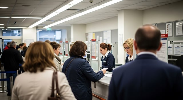 Travellers Waiting For Immigration Check