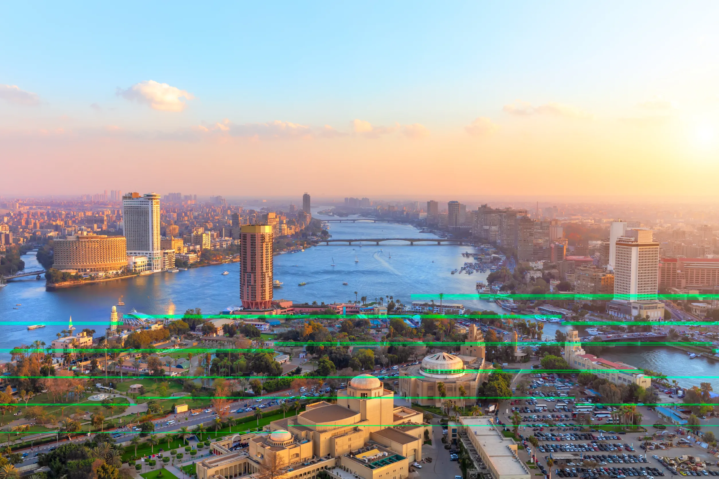 cairo city at sunset panorama shot from the tower