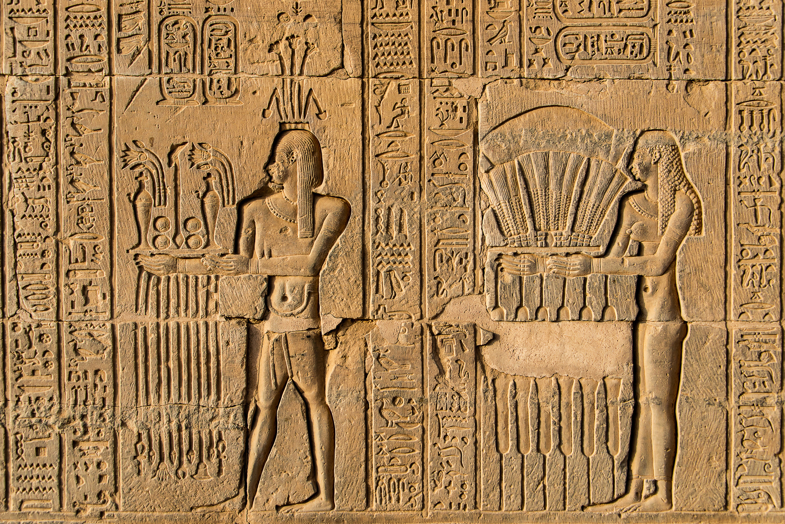Ruins and Hieroglyphs in the famous Temple of Kom Ombo