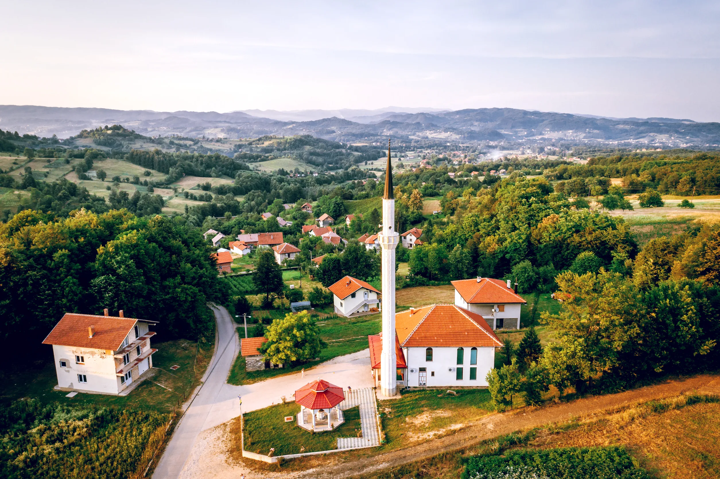 view of mosque in bosnian village of ozimica in zepce municipality bosnia