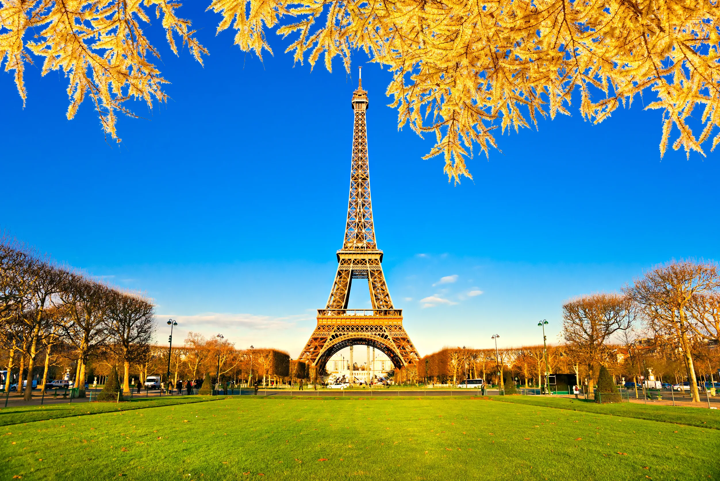 view of the eiffel tower at sunrise paris